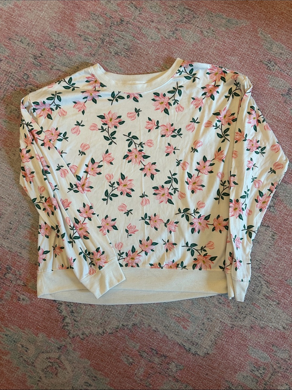 Draper James Cream Tee with Pink Floral Pattern